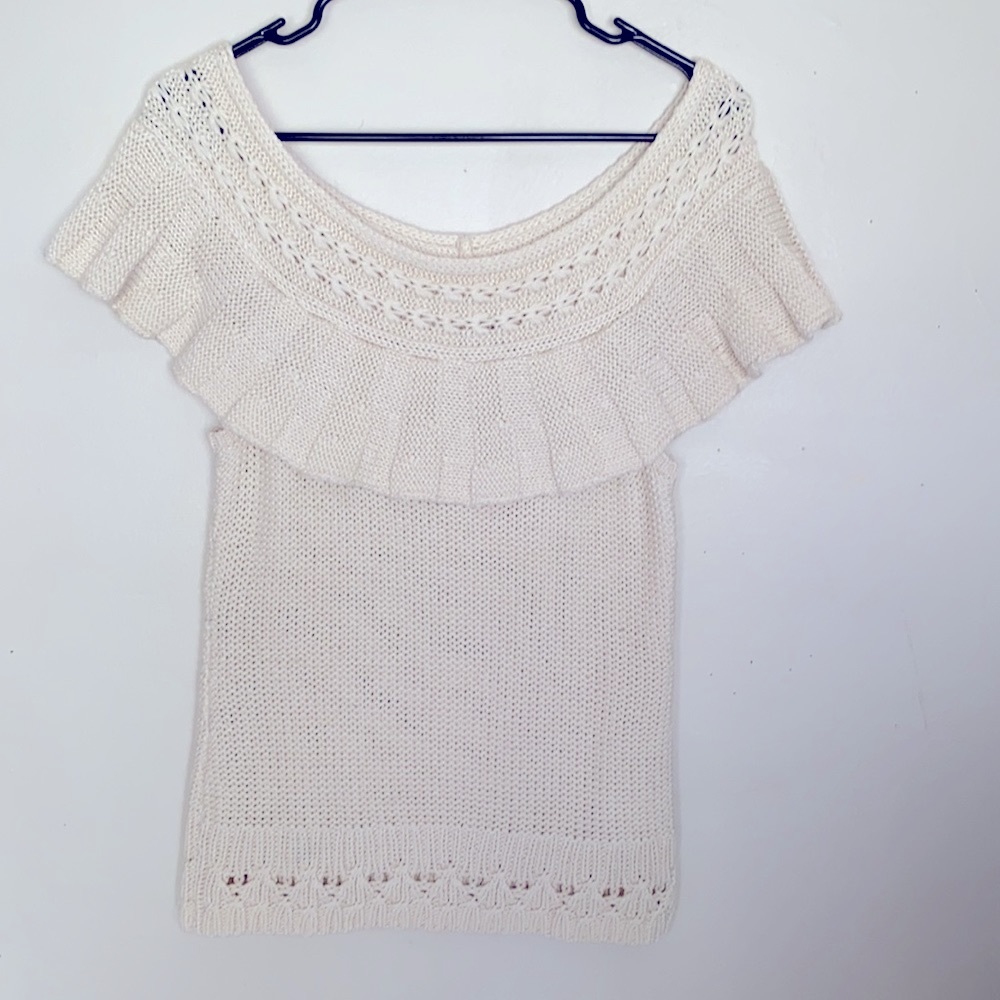 ANTHRO| | Cream Colored Knit Top NWOT - Picture 1 of 5